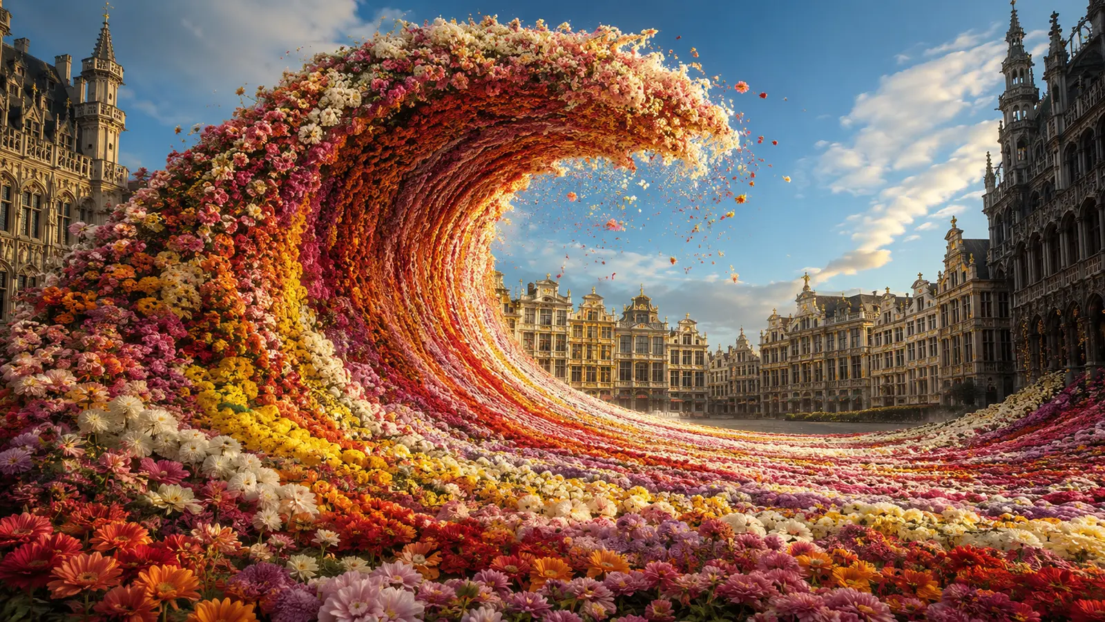 Brüssel legt 700.000 Blumen auf den Boden – und macht daraus eine riesige Welle